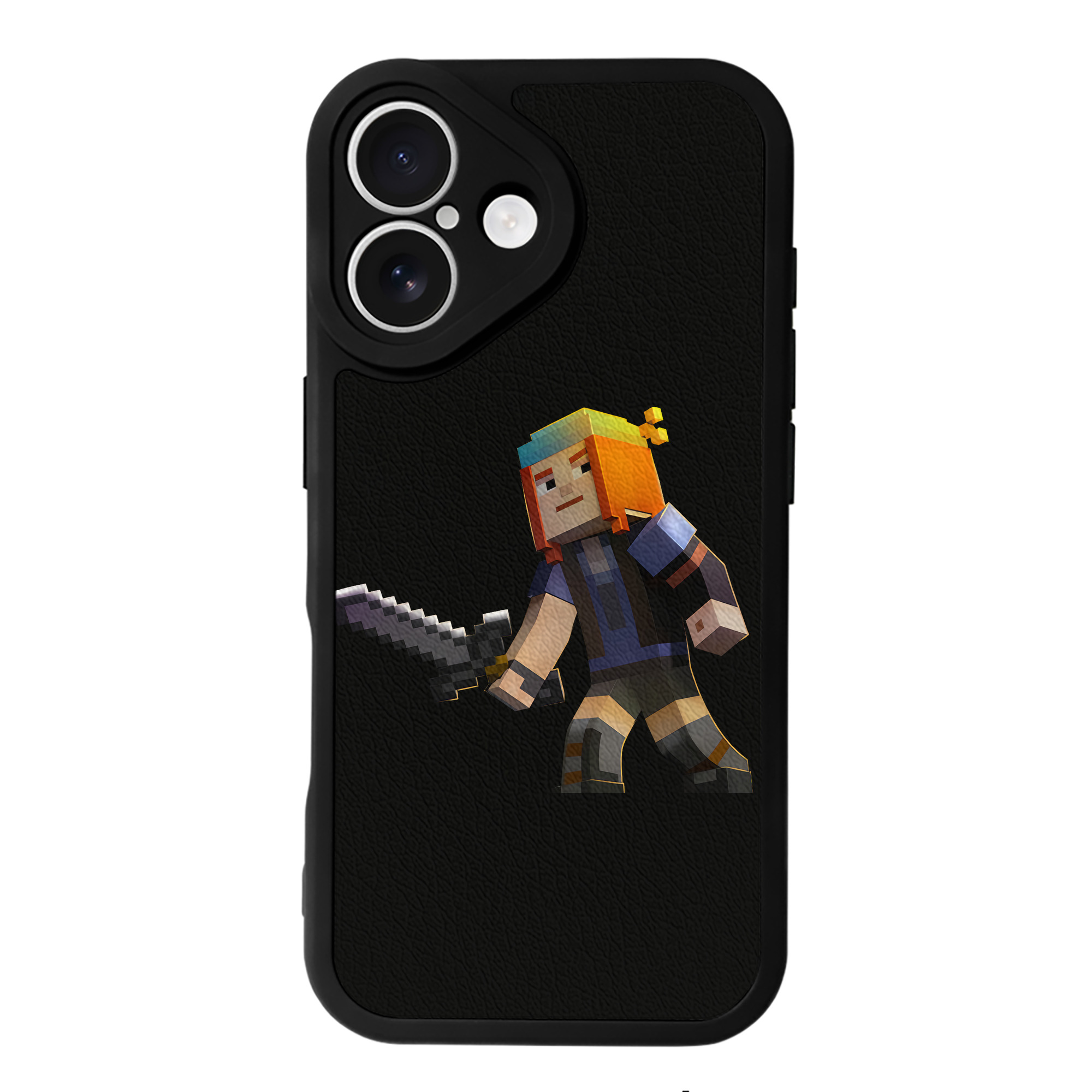 （画像用） マインクラフト ブロックの世界 Minecraft MC Block world 【iPhone 16シリーズ対応】シリコンスマホケース（レザー調） 材質：シリコン